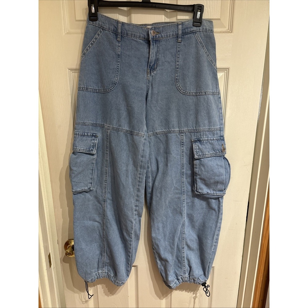 Simple Society Cargo Jeans Low‎ Rise Slouch Juniors Size 3/26 Boho Balloon Legs